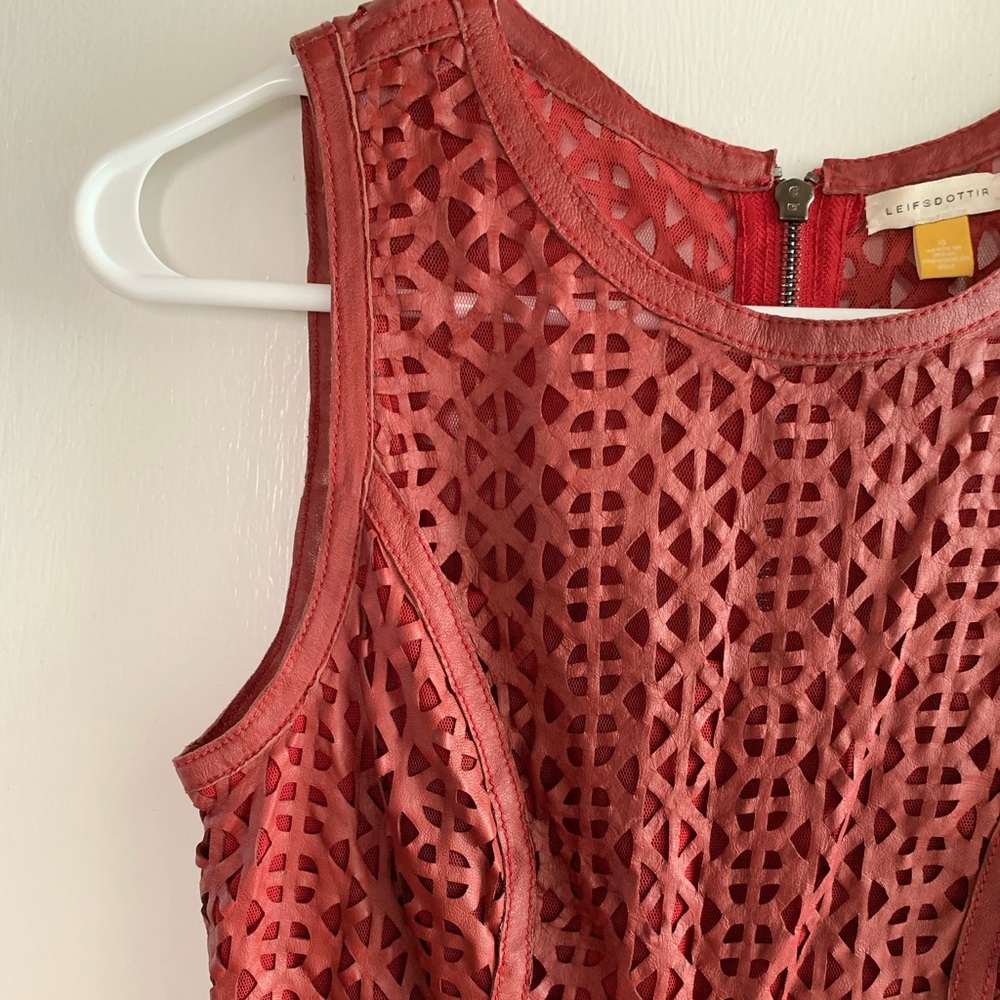 Anthropologie Leifsdottir Lasercut Leather Dress - Picture 6 of 8